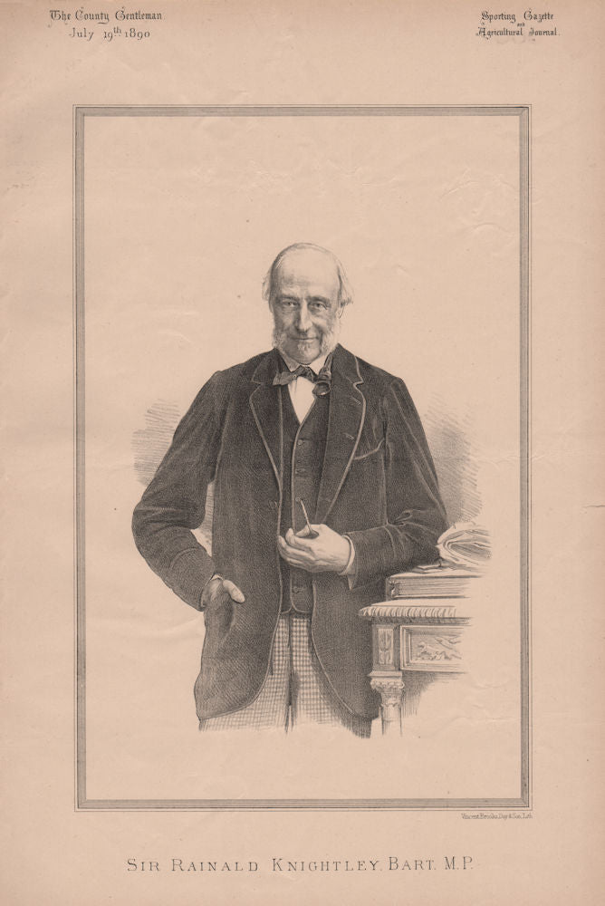 Sir Rainald Knightley. Bart. M.P 1890 old antique vintage print picture